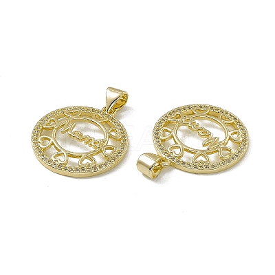 Rack Plating Brass Micro Pave Cubic Zirconia Pendants ZIRC-F130-03G-1
