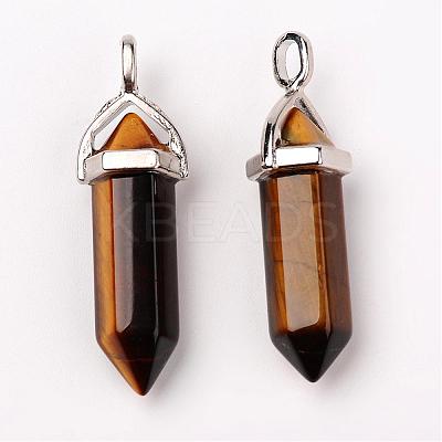 Natural Tiger Eye Double Terminated Pointed Pendants G-F295-05B-1