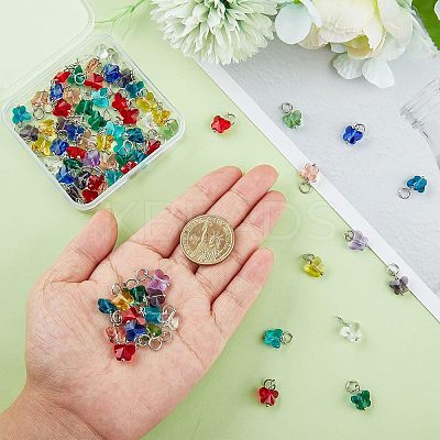 96Pcs 12 Colors Faceted Transparent Glass Charms GLAA-FH0001-50-1