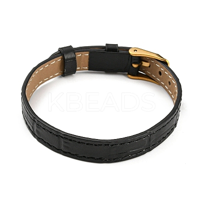 Leather Textured Bracelet Straps Slide Wristbands for Slide Charms AJEW-K232-01G-08-1