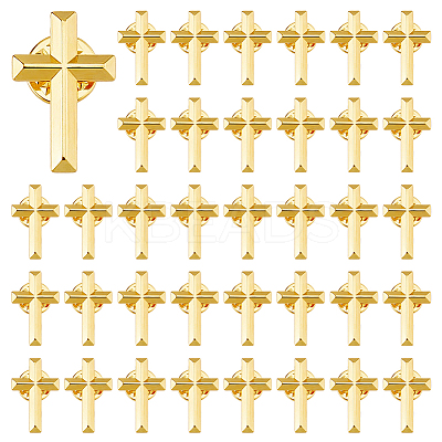 50Pcs Religion Corss Alloy Lapel Pin Backs JEWB-FH0002-50G-1