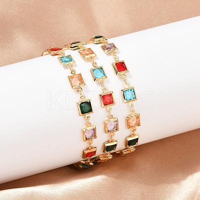 304 Stainless Steel Square Link Bracelets for Woman BJEW-S157-09G-1
