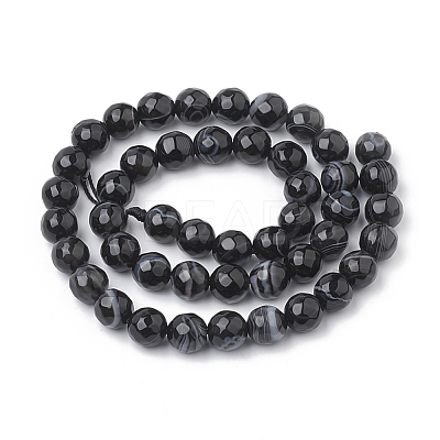 Natural Striped Agate/Banded Agate Beads Strands G-S281-51D-10mm-1