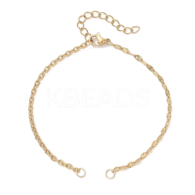 304 Stainless Steel Cable Chain & Textured Dapped Chain Bracelet Making AJEW-JB01475-1