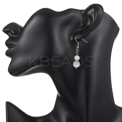 Round Natural Selenite Dangle Earrings EJEW-JE06781-01-1