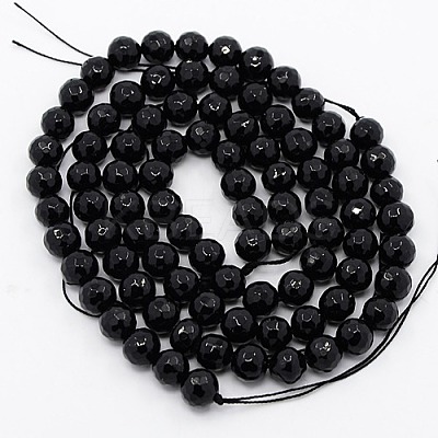 Black Stone Beads Strands G-I087-8mm-1