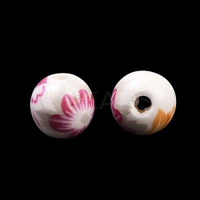 Floral Printed Porcelain Beads PORC-Q199-8mm-12-1