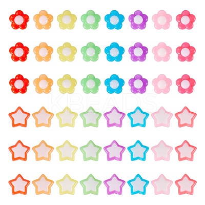 100Pcs 2 Styles Two Tone Opaque Acrylic Beads SACR-TA0001-59-1