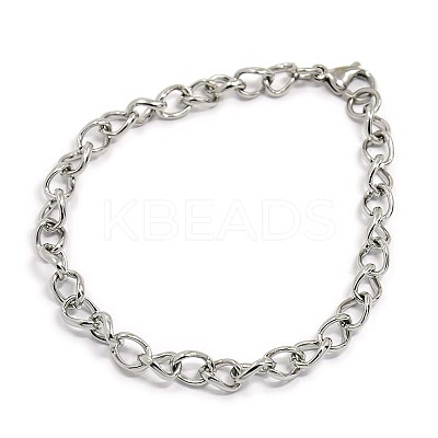 Tarnish Resistant Fashionable 304 Stainless Steel Side Twisted Chain Bracelets STAS-A028-B073P-1