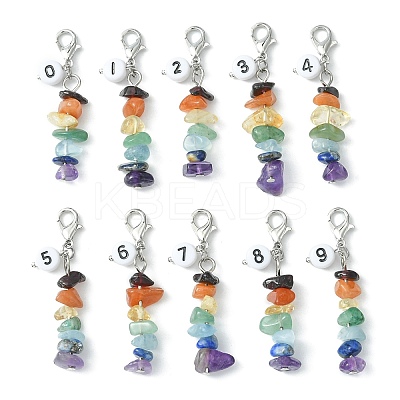 Chakra Natural Gemstone Chips Pendant Decoration HJEW-JM01081-1