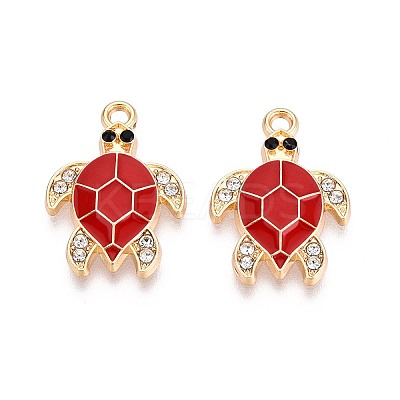 Alloy Rhinestone and Enamel Pendants PALLOY-T092-40G-03-1