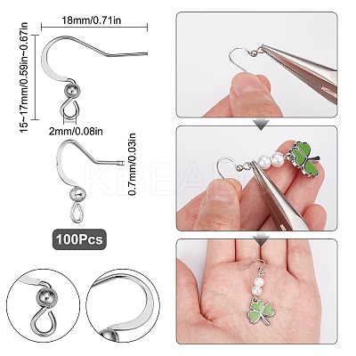 100Pcs 304 Stainless Steel French Earring Hooks STAS-SC0004-63P-1