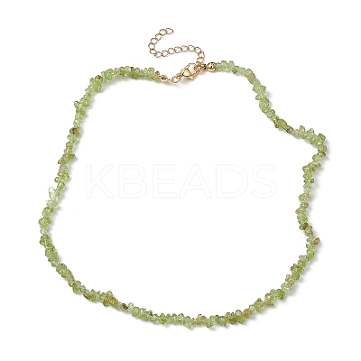 Natural Peridot Chip Beaded Necklace NJEW-JN04616-16-1