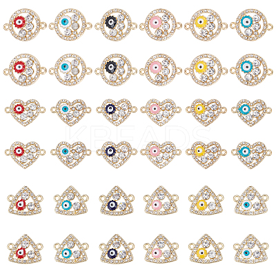 36Pcs 18 Style Rack Plating Light Gold Alloy Enamel Links Connectors ENAM-PH0001-88-1
