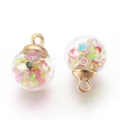 Transparent Glass Bottle Pendants GLAA-L018-02-1