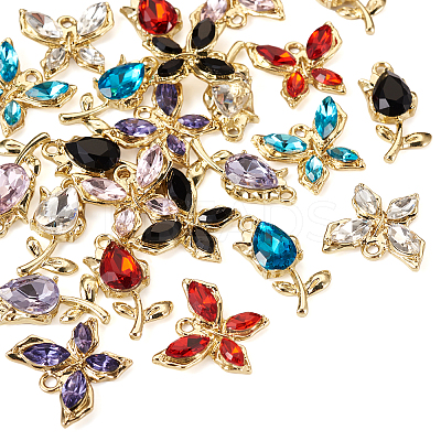 24Pcs 12 Style Glass Rhinestone Pendants FIND-TA0003-03-1