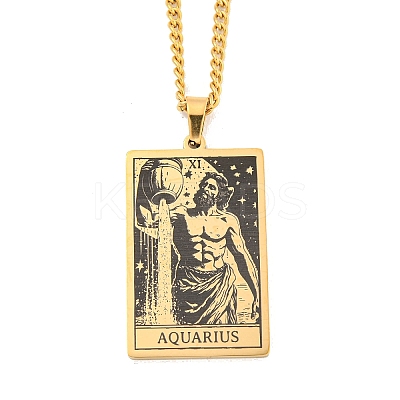 304 Stainless Steel Tarot Pendant Necklaces NJEW-A026-01G-11-1