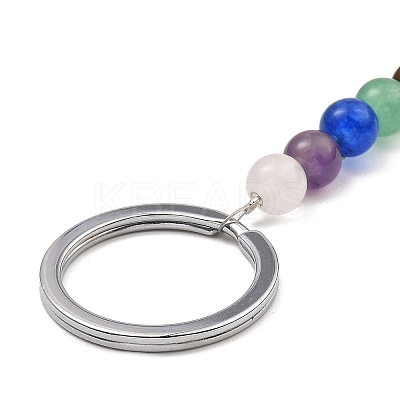 Natural Amethyst Feather Keychain G-Z033-12P-01-1