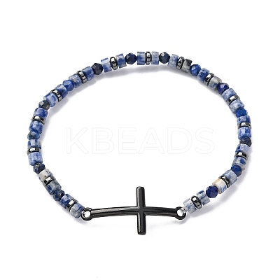 Natural Lapis Lazuli Beads Stretch Bracelets BJEW-F493-07EB-1