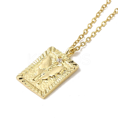Brass Micro Pave Clear Cubic Zirconia Pendants Necklaces NJEW-K269-03B-G-1