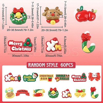 60cs 2 Styles Christmas Opaque Resin Decoden Cabochons RESI-SP0001-02A-1