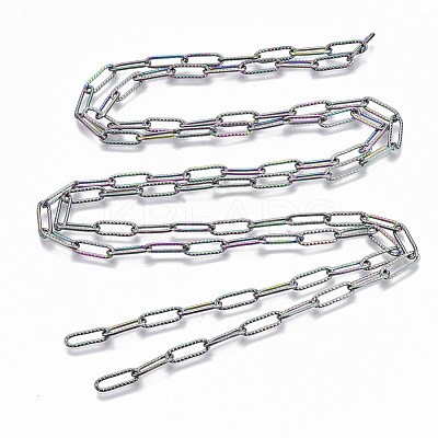 Ion Plating(IP) 304 Stainless Steel Textured Paperclip Chains CHS-S006-JN954-3-1