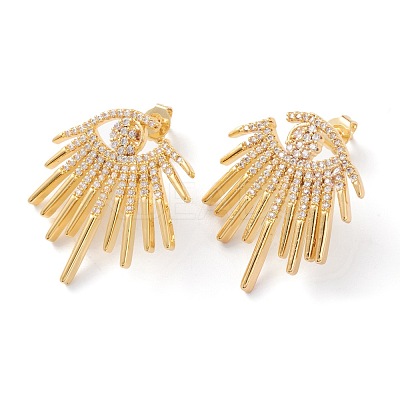 Brass Micro Pave Cubic Zirconia Stud Earrings EJEW-Z002-18B-1