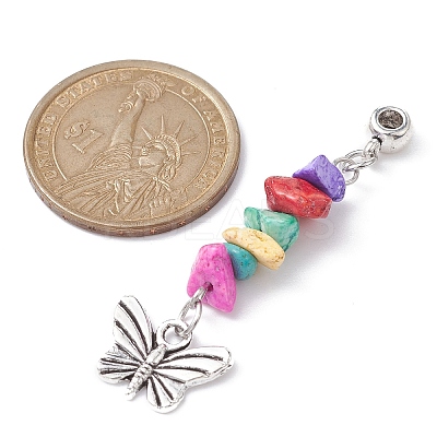 Dyed Synthetic Turquoise Chip Pendants PALLOY-JF02238-02-1