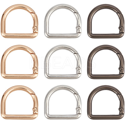 18Pcs 3 Colors Alloy Spring Gate Rings FIND-SC0014-05-1
