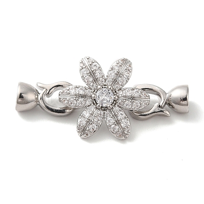 Brass Pave Clear Cubic Zirconia Fold Over Clasps KK-M243-15P-1