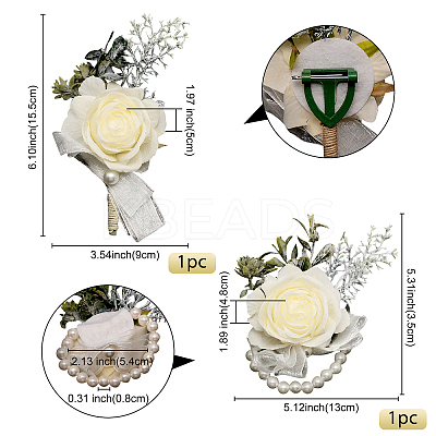 Silk Ribbon Wrist & Brooch AJEW-WH0285-17-1