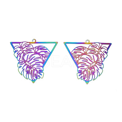 Ion Plating(IP) 201 Stainless Steel Filigree Pendants LS-STAS-S118-106-1
