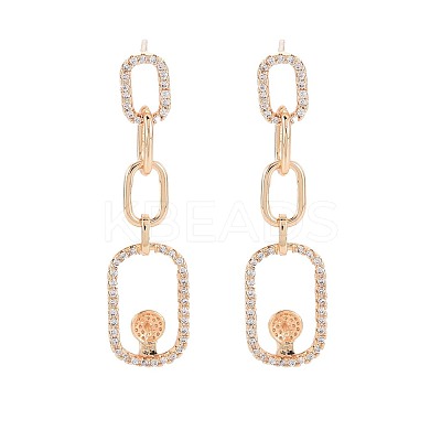 Brass Micro Pave Clear Cubic Zirconia Stud Earring Findings KK-S364-149-1