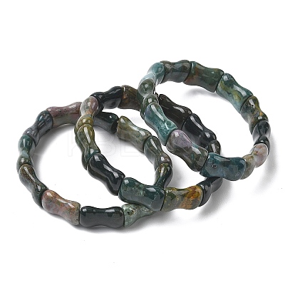 Bamboo Natural Indian Agate Beads Stretch Bracelets for Women Men BJEW-K304-01A-1