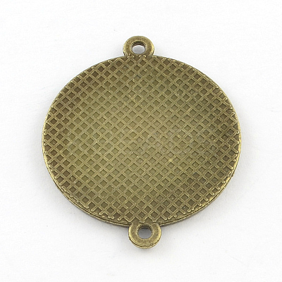 Tibetan Style Alloy Flat Round Cabochon Connector Settings TIBE-Q038-001F-AB-NR-1