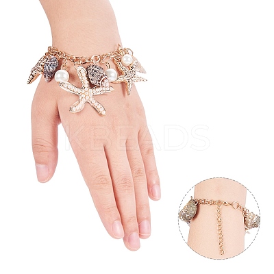 Trendy Starfish and Conch Jewelry Sets SJEW-PH0001-02G-1