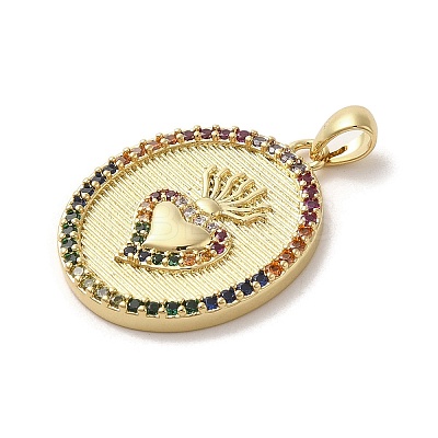 Brass Micro Pave Cubic Zirconia Pendants KK-E091-10G-1