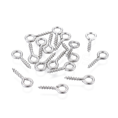 Non-Tarnish 304 Stainless Steel Screw Eye Pin Peg Bails X-STAS-K171-52P-10x4mm-1