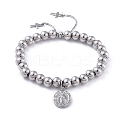 Tarnish Resistant Adjustable 304 Stainless Steel Slider Bracelets BJEW-JB04545-02-1