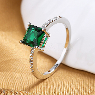 Brass Micro Pave Cubic Zirconia Finger Rings for Women FS-WG14AB5-04-1