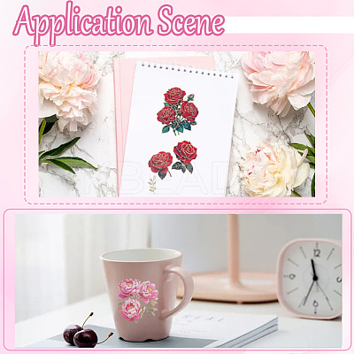 2Rolls 2 Colors Flower Pattern Planner Stickers PET Adhesive Tape DIY-CN0001-42B-1