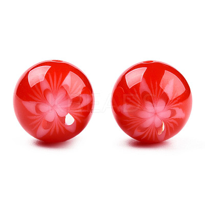 Flower Opaque Resin Beads RESI-T054-001C-1