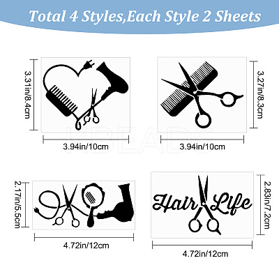 8 Sheets 4 Styles PET Waterproof Car Stickers STIC-GF0001-10C-1