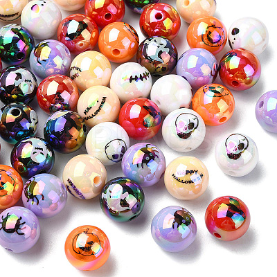 50Pcs Halloween Theme Plating Acrylic Beads OACR-CJ0002-21-1
