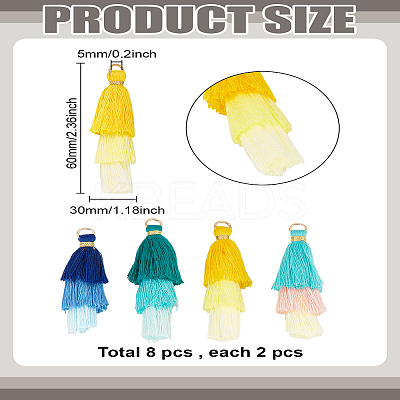 8Pcs 4 Colors Cotton Tassel Pendants FIND-LP0003-02-1