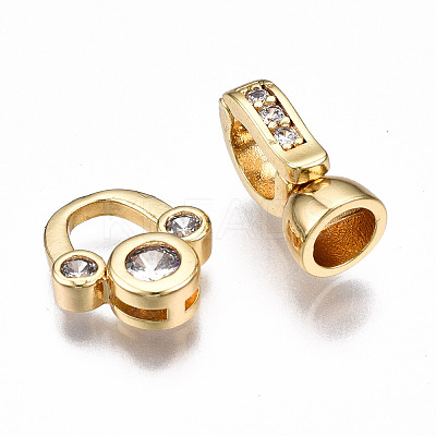 Brass Micro Pave Clear Cubic Zirconia Fold Over Clasps KK-T063-61G-NF-1