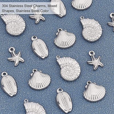 16Pcs 4 Style 304 Stainless Steel Pendants STAS-UN0024-64-1