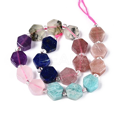 Natural Lapis Lazuli & Amethyst & Rose Quartz & Amazonite & Prehnite & Strawberry Quartz & Sunstone 7 Chakra Beads Strands G-P534-A27-02-1