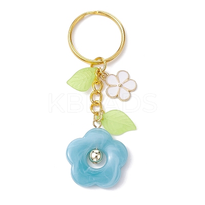 Flower Acrylic Imitation Gemstone Pendant Keychain KEYC-JKC00692-01-1
