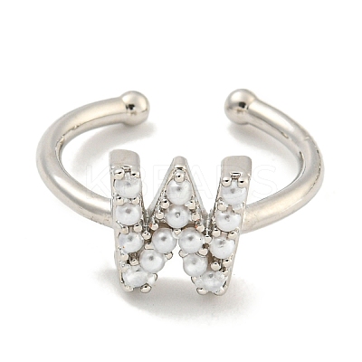 Rack Plating Brass Open Cuff Rings for Women RJEW-F162-01P-W-1